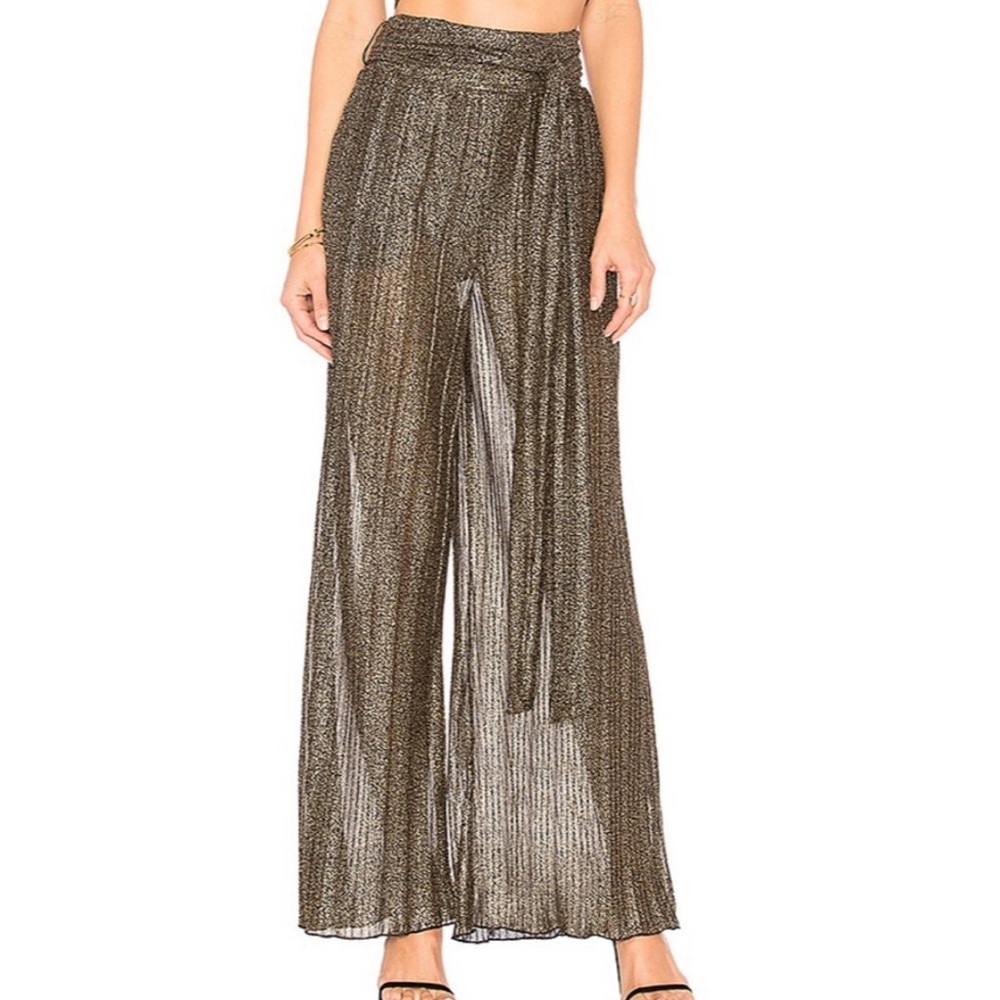 Revolve X House of Harlow gold foil pants NWT